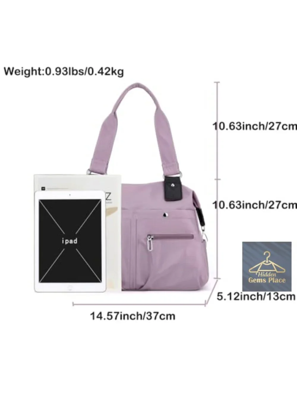 Water resistant nylon tote bag multi pocket hobo shoulder travel purse